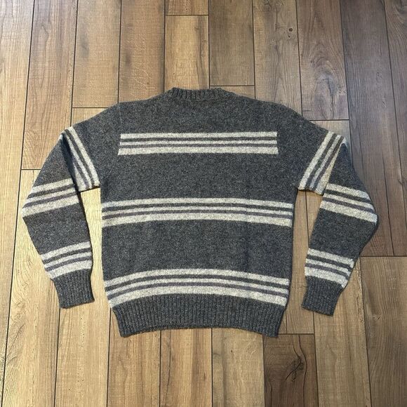 Vintage Lord Jeff Wool Sweater Men's Medium The Moors Gray Striped Made in USA - Picture 3 of 4